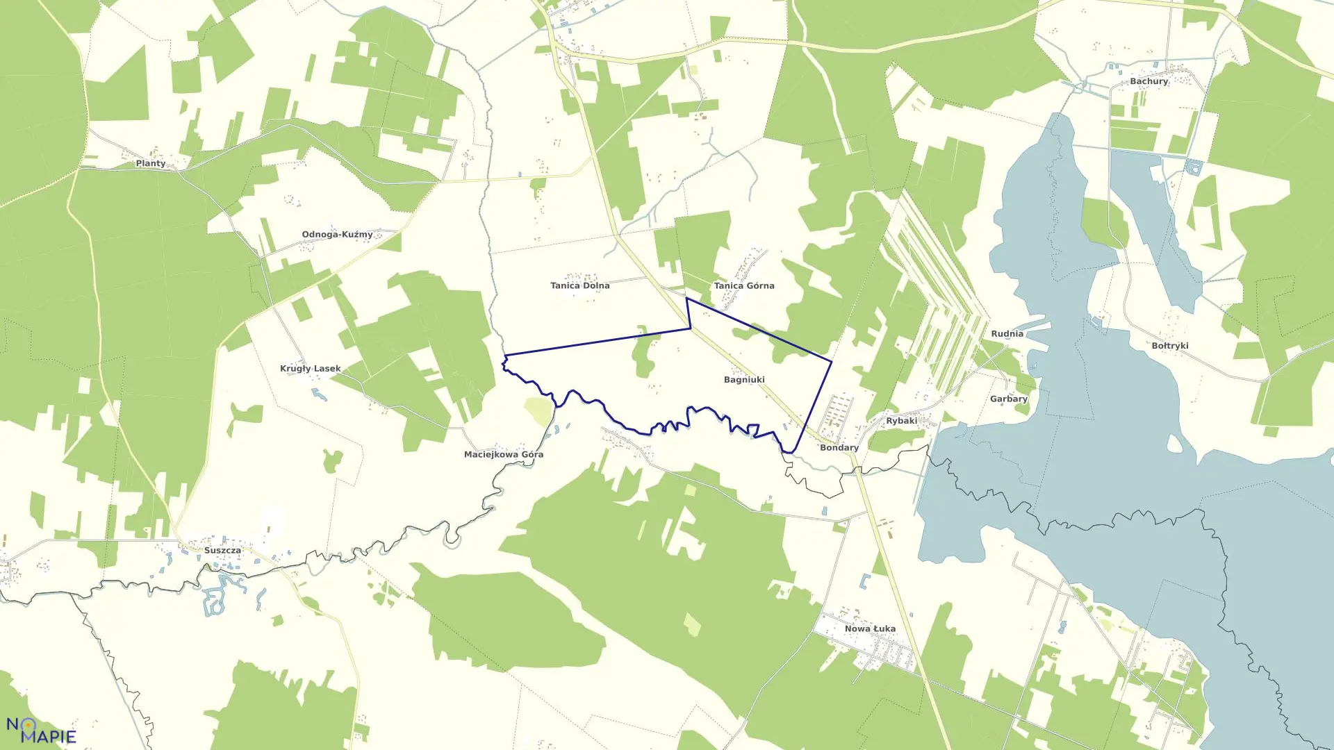 Mapa obrębu BAGNIUKI w gminie Michałowo