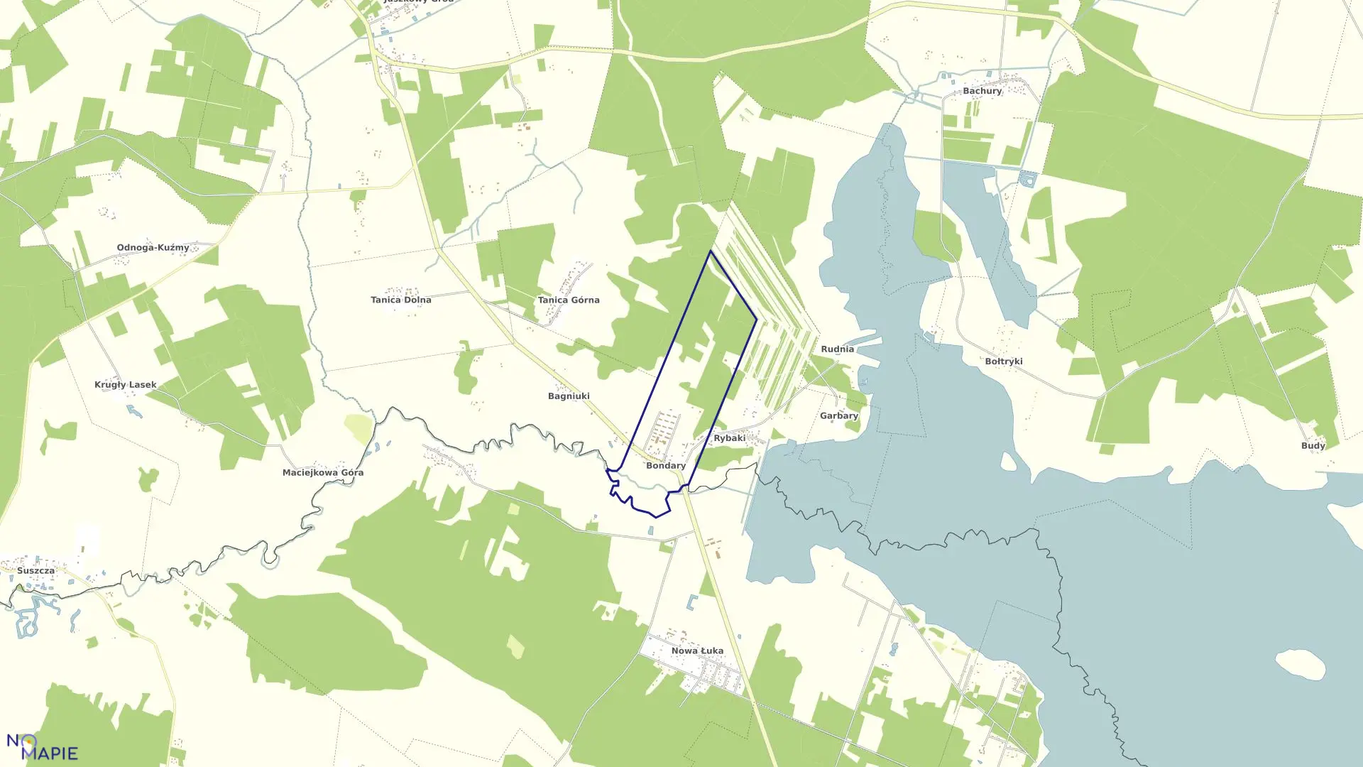 Mapa obrębu BONDARY w gminie Michałowo
