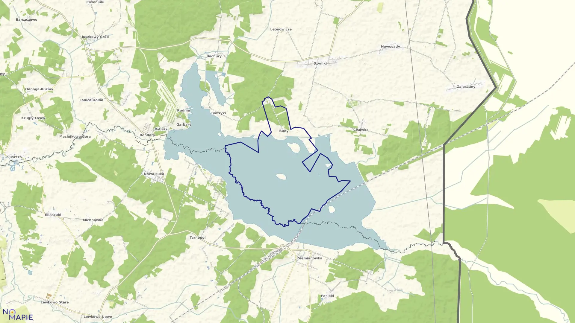 Mapa obrębu BUDY w gminie Michałowo