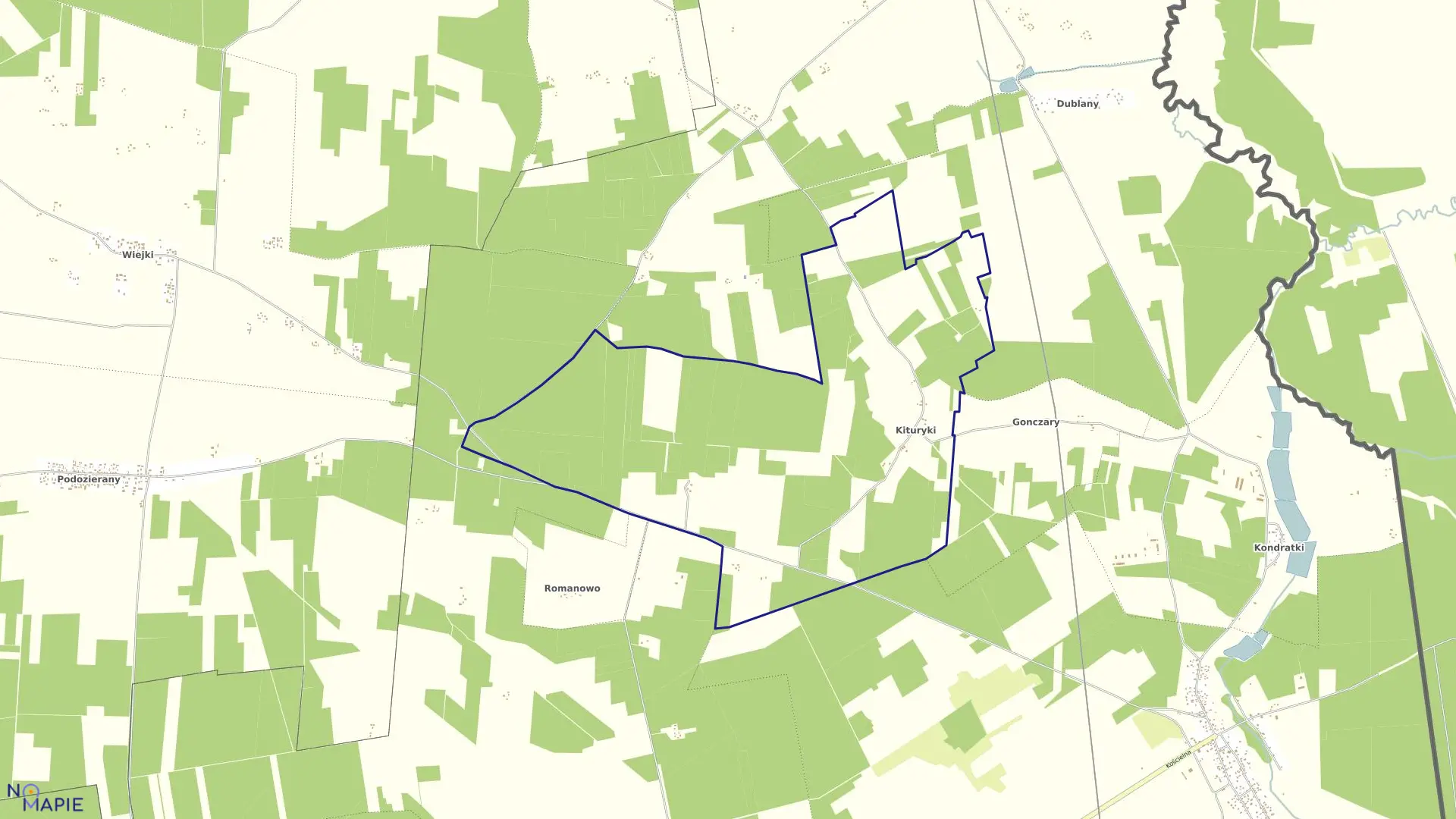 Mapa obrębu KITURYKI w gminie Michałowo