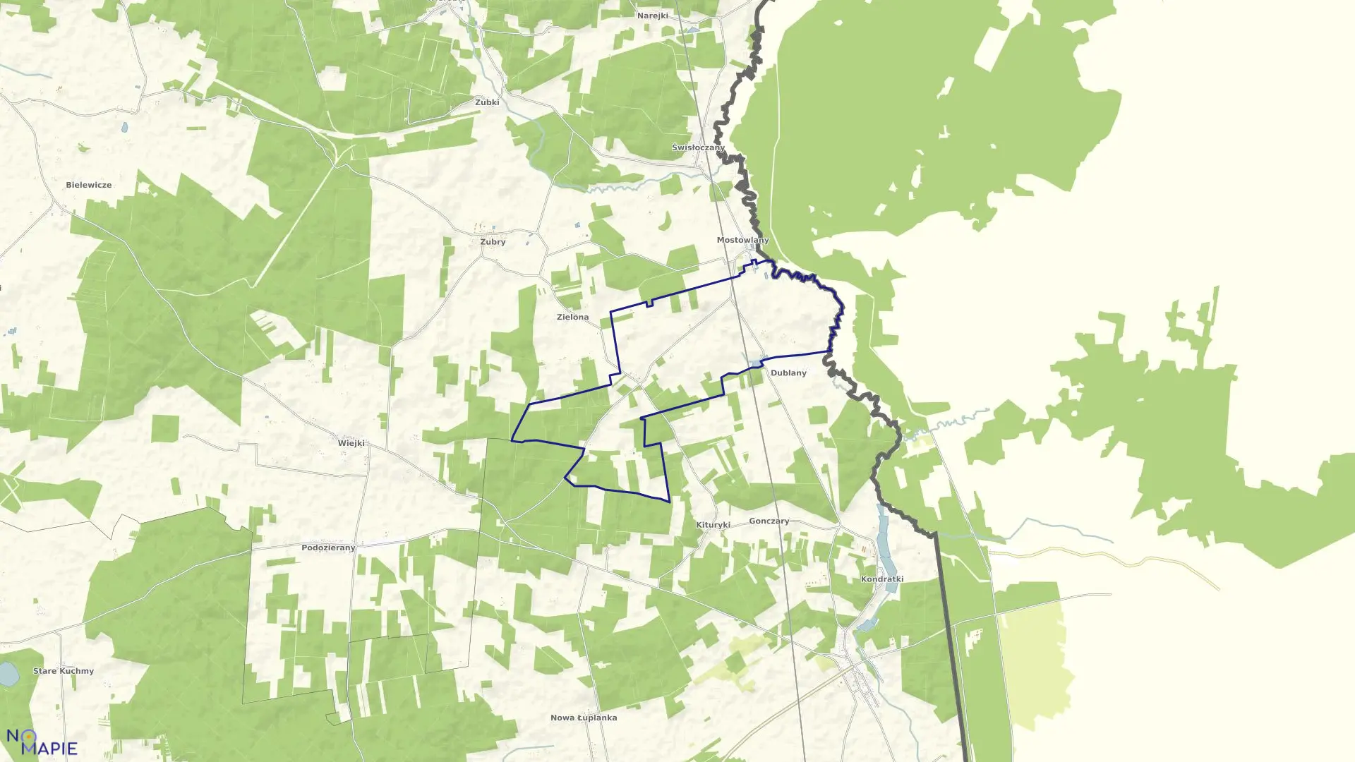 Mapa obrębu KOLONIA MOSTOWLANY w gminie Michałowo