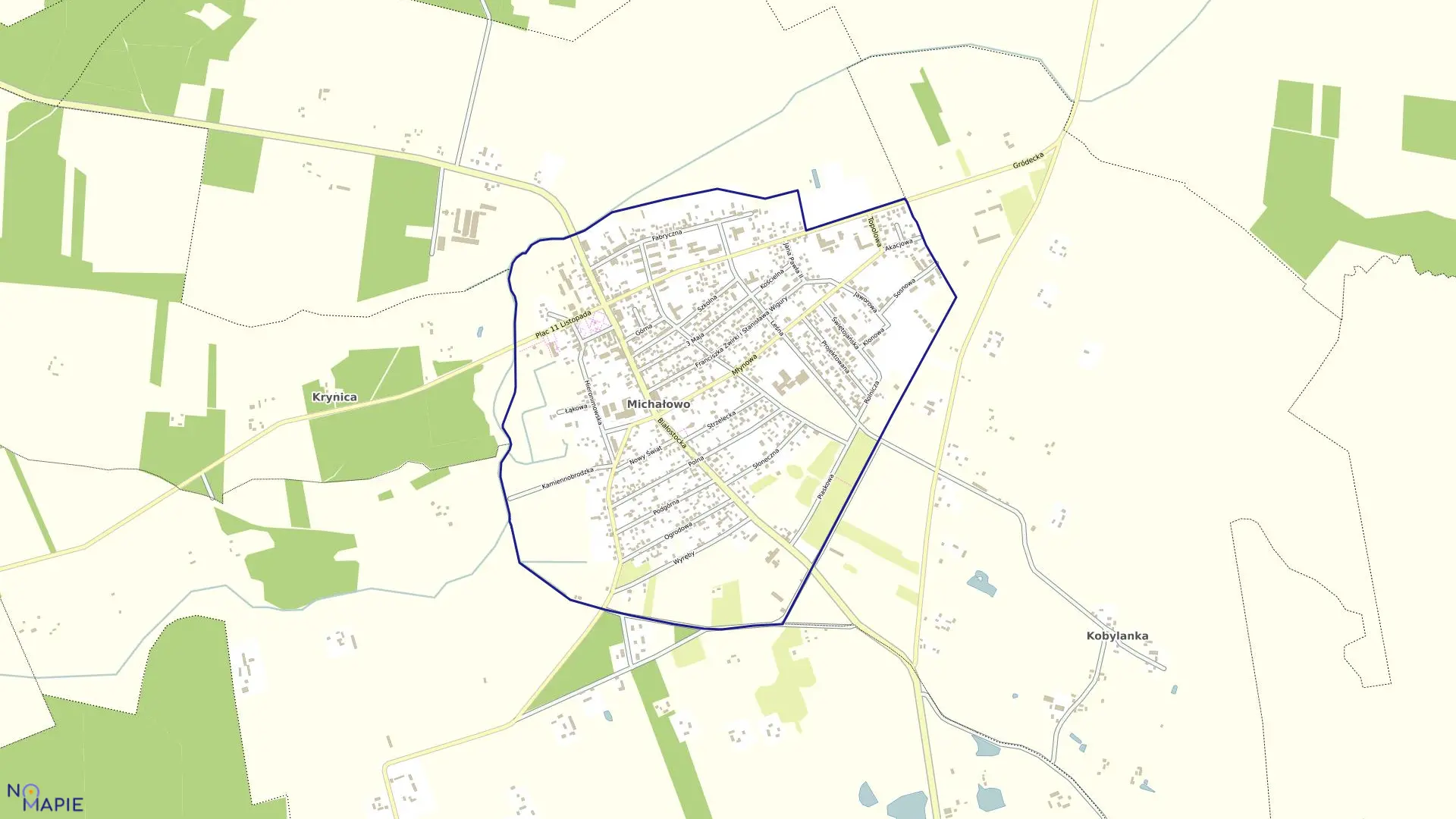 Mapa obrębu MICHAŁOWO w gminie Michałowo