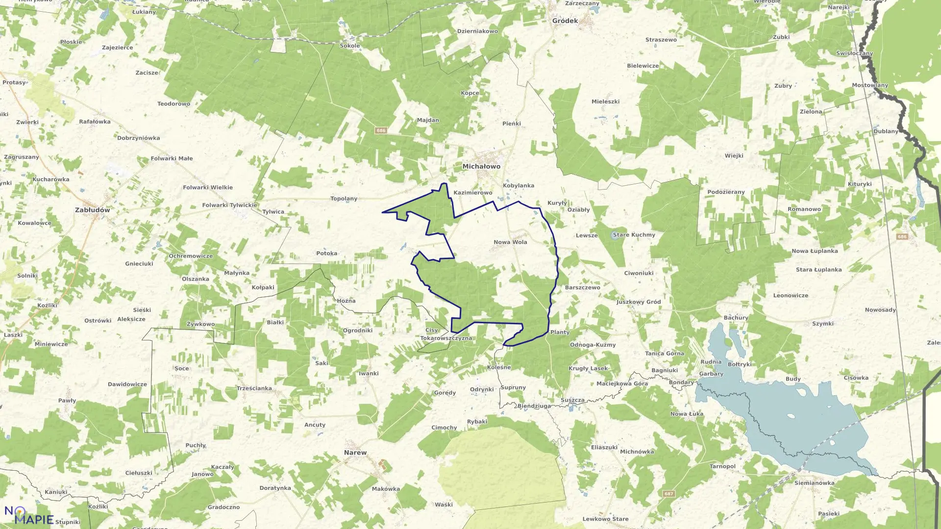 Mapa obrębu NOWA WOLA w gminie Michałowo