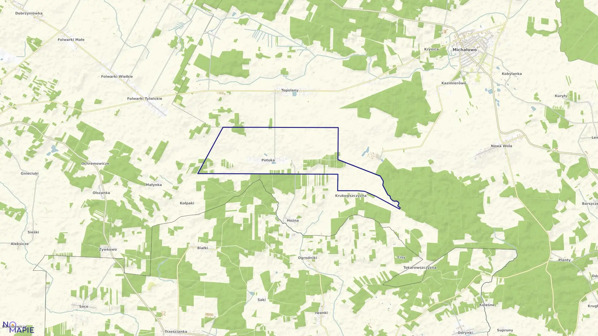 Mapa obrębu POTOKA w gminie Michałowo