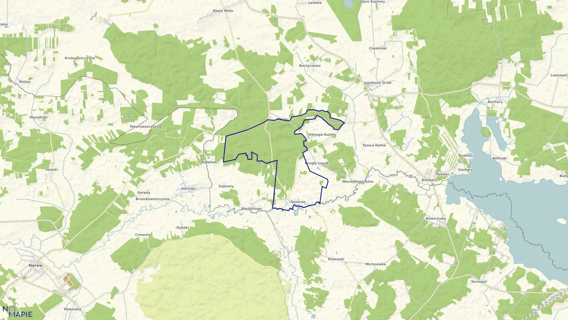 Mapa obrębu SUSZCZA w gminie Michałowo