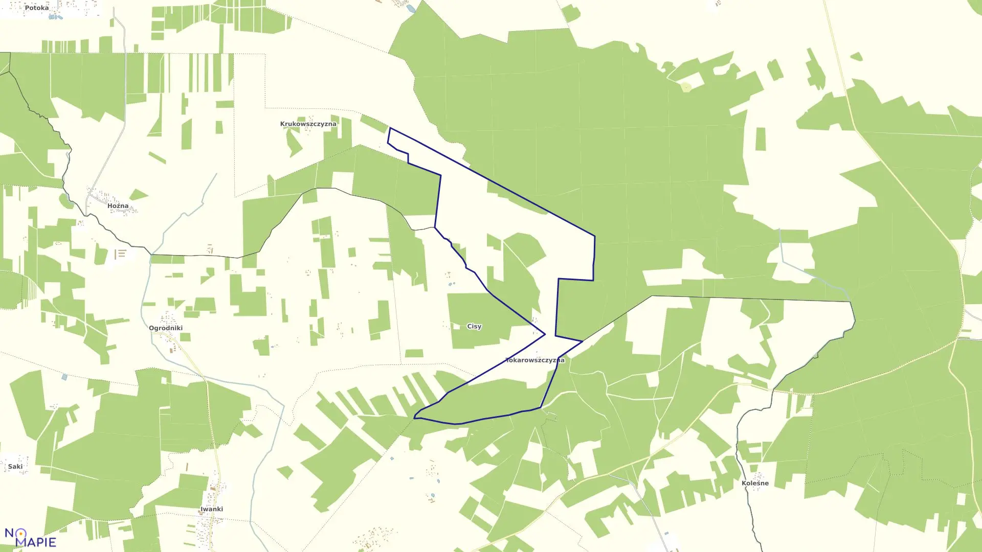 Mapa obrębu TOKAROWSZCZYZNA w gminie Michałowo