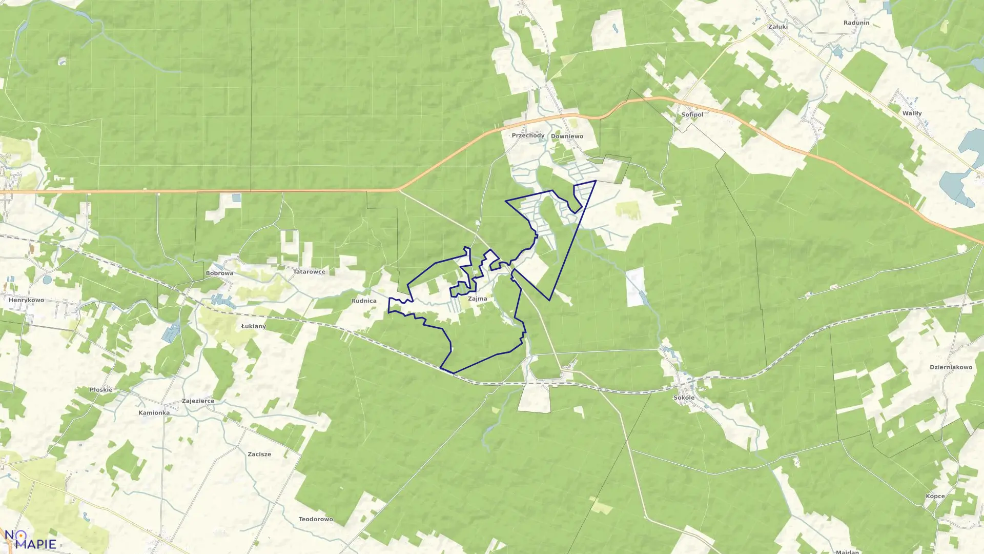 Mapa obrębu ZAJMA w gminie Michałowo